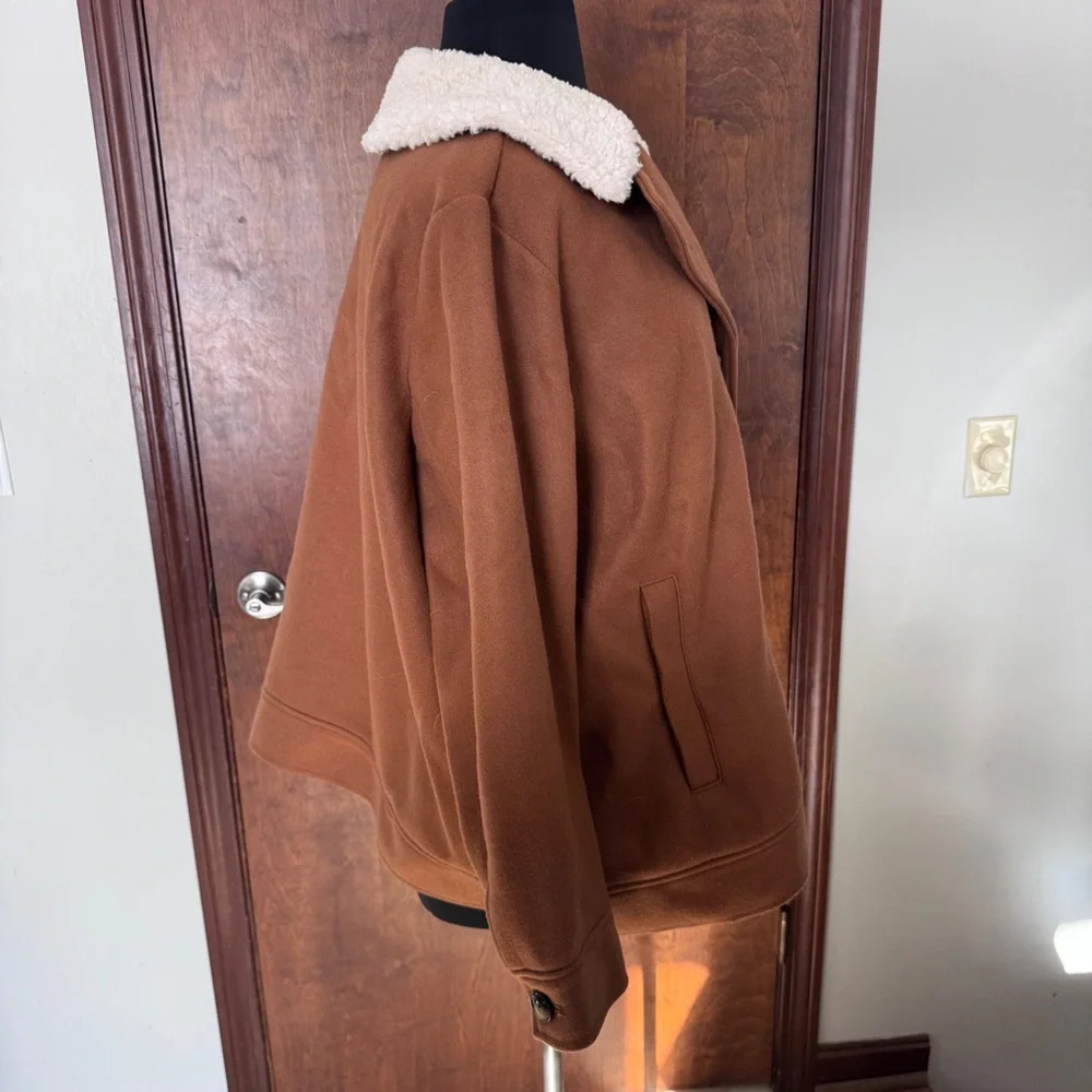 Old Navy Plus Size Brown Jacket with Sherpa Collar